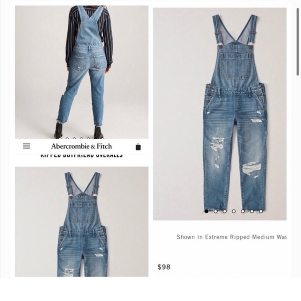 Women’s Abercrombie & Fitch Distressed Blue Overalls XL
